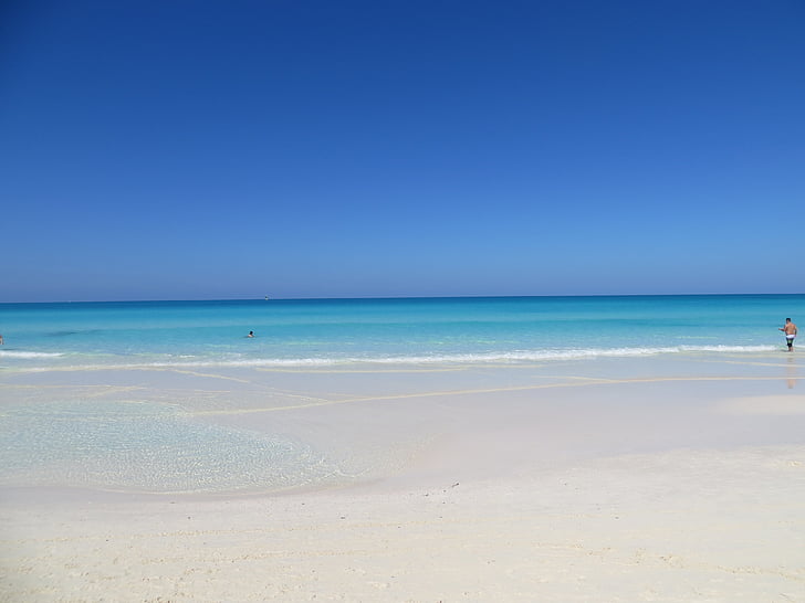 Playa, mar, agua azul, arena, Horizon, ondas, Caribe