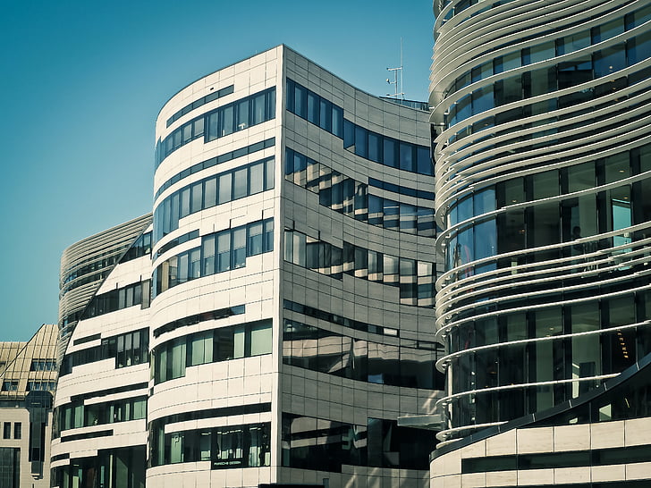 Architektúra, moderné, Düsseldorf, budova, sklo, nákupné centrum, Kö luk