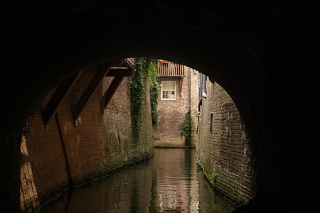 binnedieze, s hertogenbosch, 크루즈, 오래 된, 역사, 벽돌, 건물