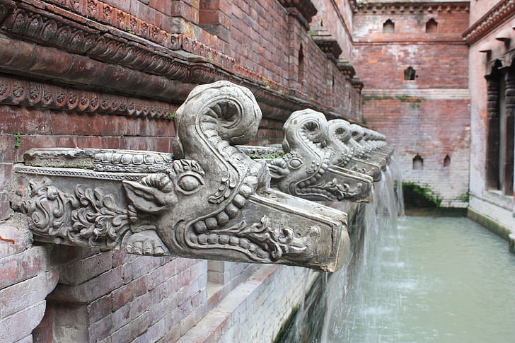 Nepal, Kathmandu, arkitektur, vann, fontene