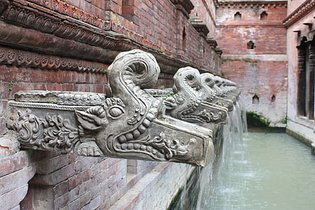 Népal, Katmandou, architecture, eau, Fontaine