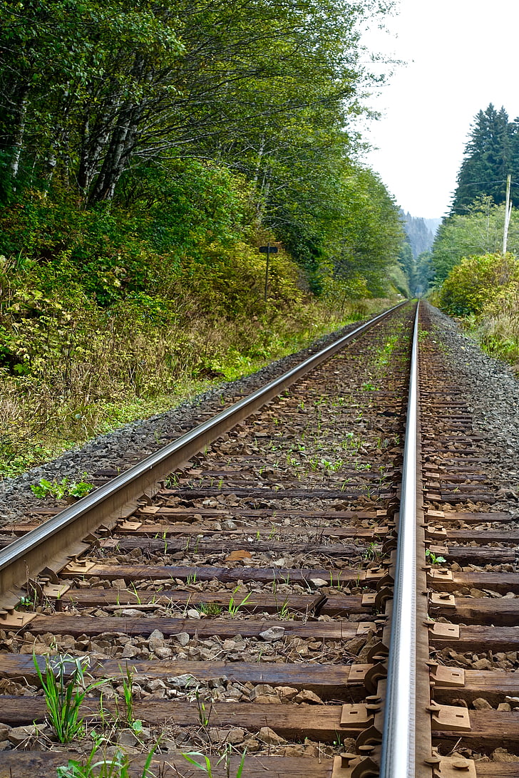 railway, perspective, distant, transport, line, railroad Track, transportation