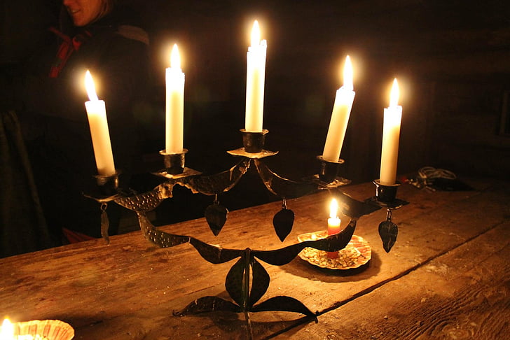 cahaya, Candlestick, kayu, lilin