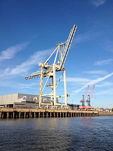 Hamburgo, Puerto, agua, industrial, GEBIT, grúa, carga