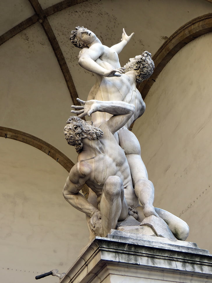 Italien, Firenze, Loggia dei lanzi, Sabine, Giambologna, marmor, Toscana