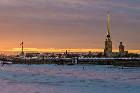 grožio, Sankt Peterburgas, Rusija, Saulėlydis, Architektūra, debesys, dangus