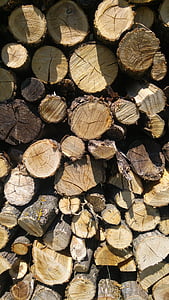 wood, fire, pile, cut, energy, light, outdoor