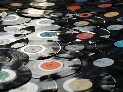 бакелит, ретро, пластмаса, стар, Черно, музика, диск