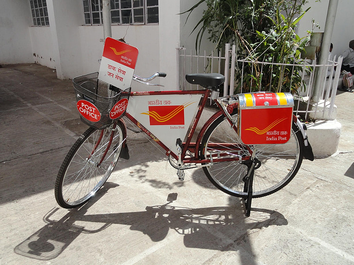postman bike, post office, india, bicycle, bike, cycle, activity