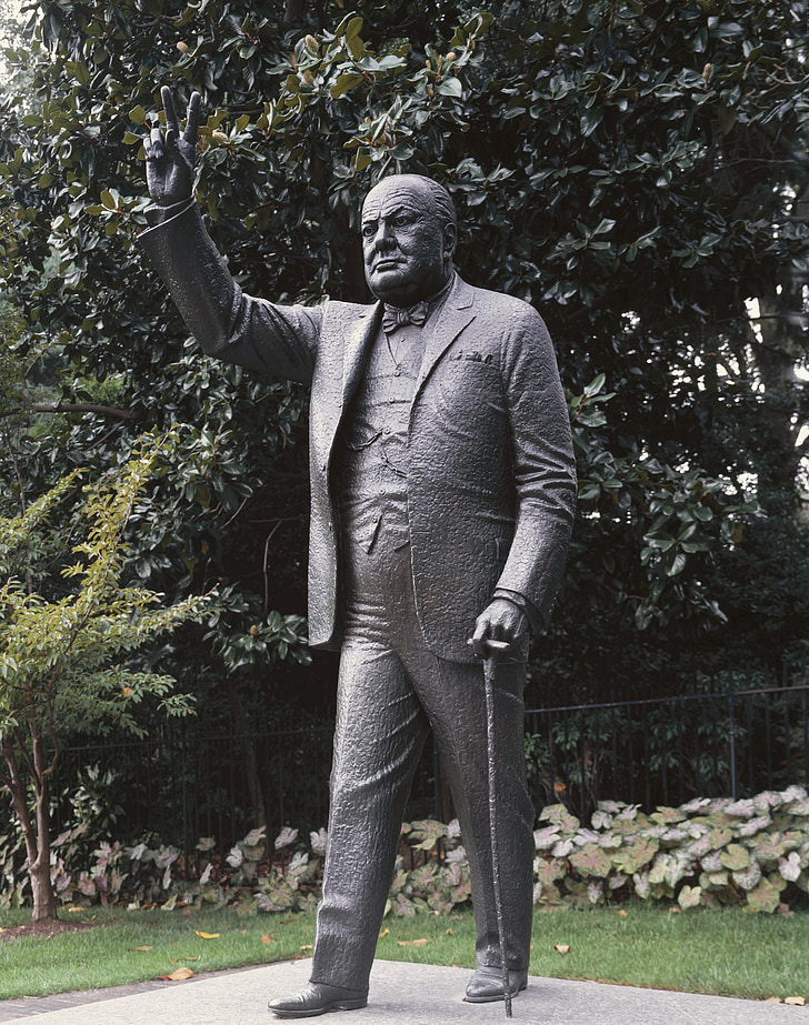Winston churchill, estàtua, Ambaixada, britànic, primer ministre, històric, Washington