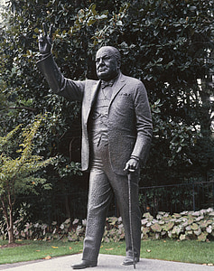 Winston churchill, statue, ambassade, britiske, premierminister, historiske, Washington