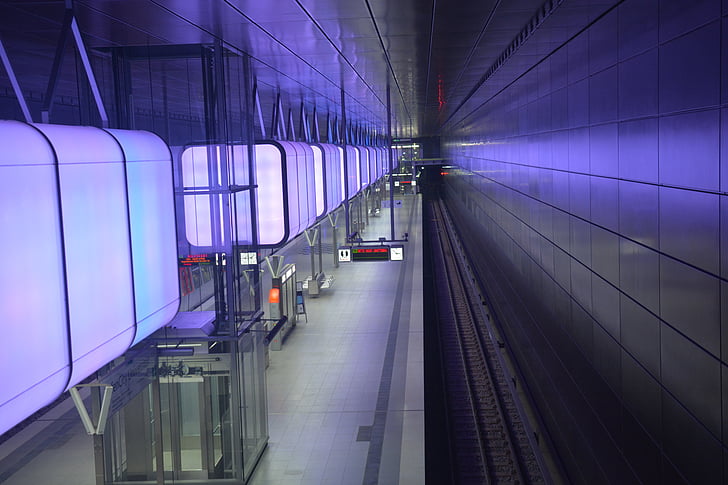arkitektur, Tunnelbana, Hamburg, U4, Harbor-city-universitetet, Station, transport