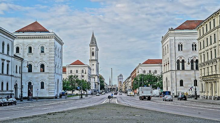 Minhene, Bavaria, Minhenes universitāte, valsts kapitāla, krāšņās celtnes, arhitektūra, mājas
