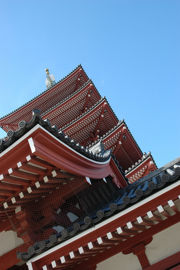 Pagoda, tempelet, taket, Japan, taket ornament