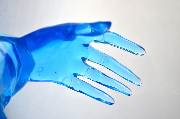 mano, plástico, modelo, azul, dedos