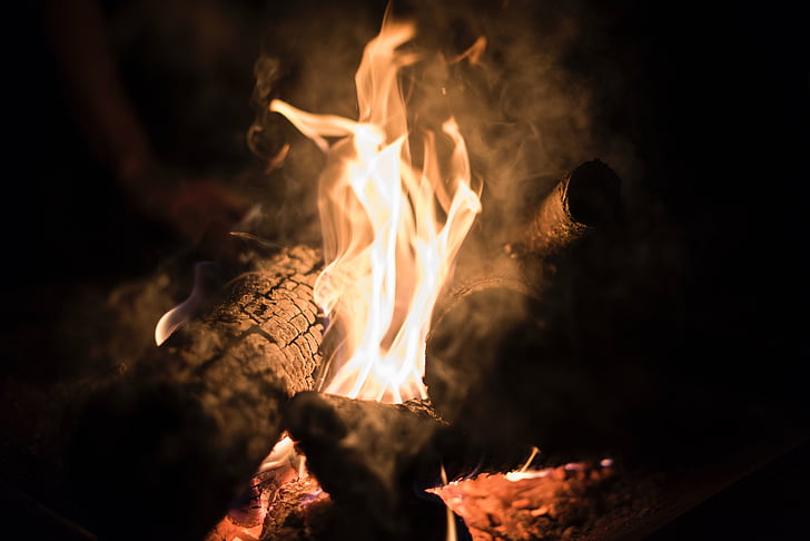 brand, vlam, vreugdevuur, kampvuur, brandhout, branden, nacht