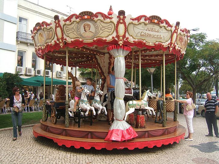 karusell, barn, häst, Merry go round, karusell, rondellen, nöjesparken