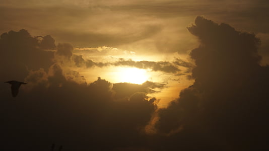 Natura, Słońce, chmury, zachód słońca, Chmura - Niebo, niebo, Cloudscape