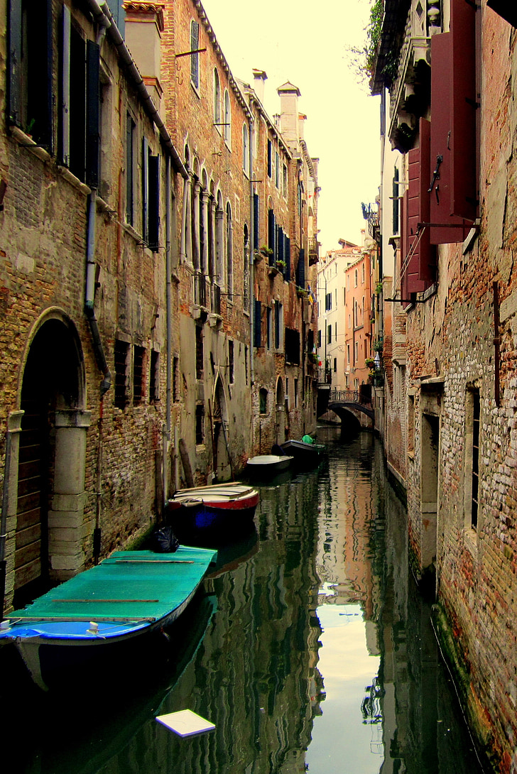 channel, venice, street, city, italy, houses, architecture