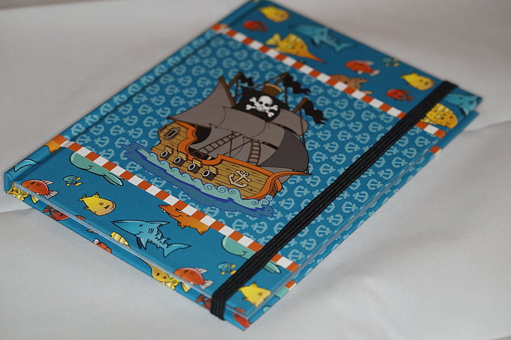 notebook, boy, child, children, pirate, maritime, book