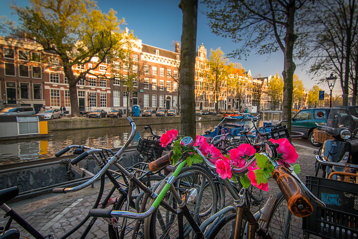 Амстердам, канал, Холандия, воден път, Холандски, Пролет, изглед