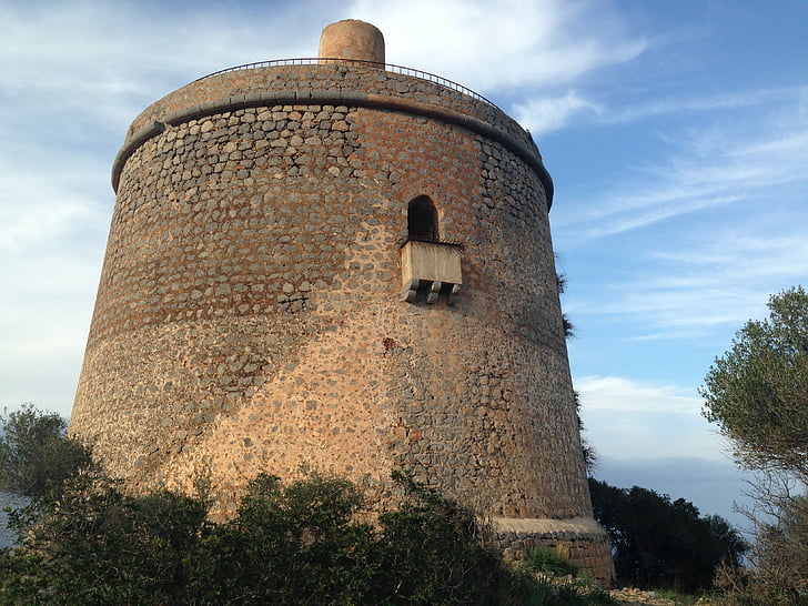 Mallorca, Tower, Vahitorni, taevas, Fort, arhitektuur, ajalugu