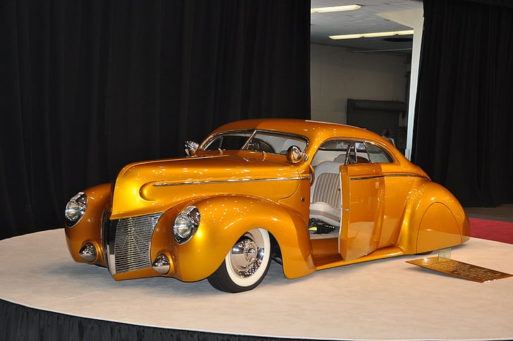 Oldtimer, samochód, pojazd, Mercury 1940, pomarańczowy, hot rod, Hotrod