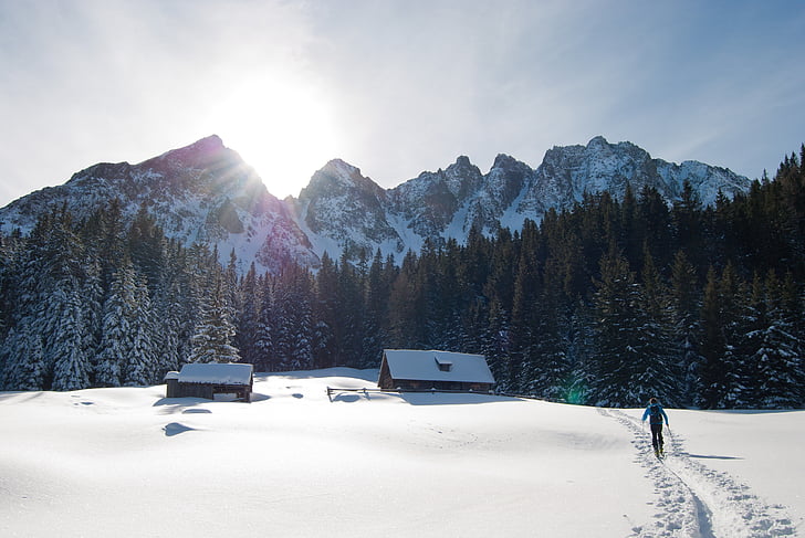 triebental, gamskögel, passeio de esqui, montanhas, Inverno, neve, frio