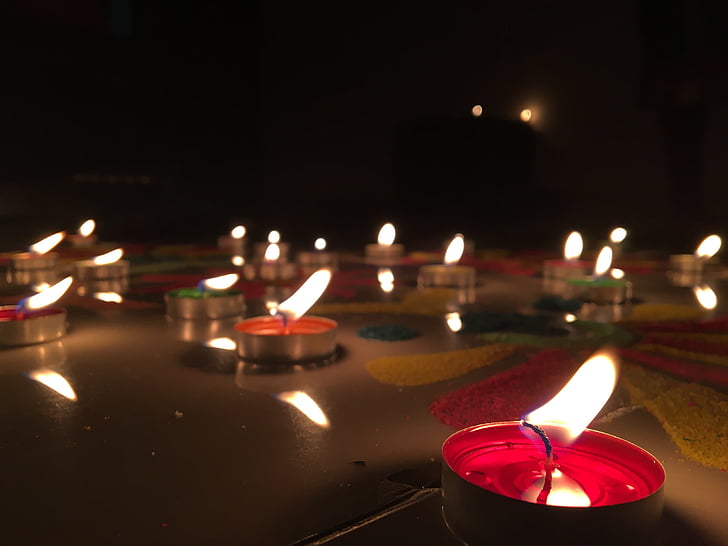 flacără, Diwali, Rangoli, bucuria, festiv