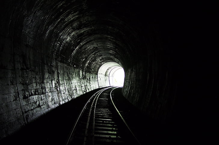 tunnel, train, railway, transport, track, line
