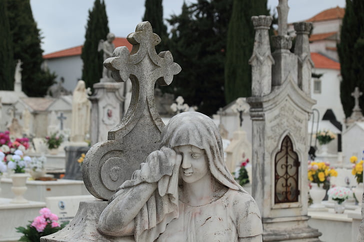 Portugália, Évora, temető, temető, RIP, dísztárgyak, Grave