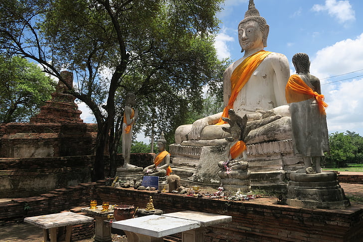 Ayutthaya, Thaïlande, Bouddha, Temple, bouddhisme, statue de, l’Asie