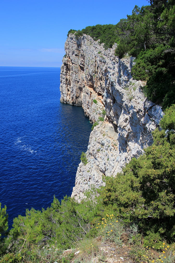 Chorvátsko, pobrežie, Cliff, Kornati ostrovy, Národný park, modrá, more