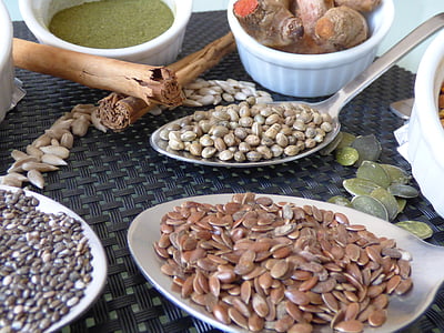 seminţe, sănătos, condimente, nutriţie, ingredient, vibrante