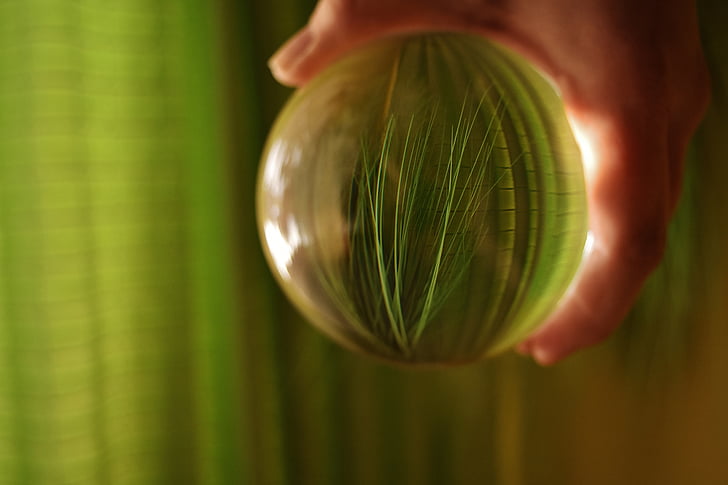 labda, üveg ball, kunstgras, zöld, tükrözés, világoszöld, üveg