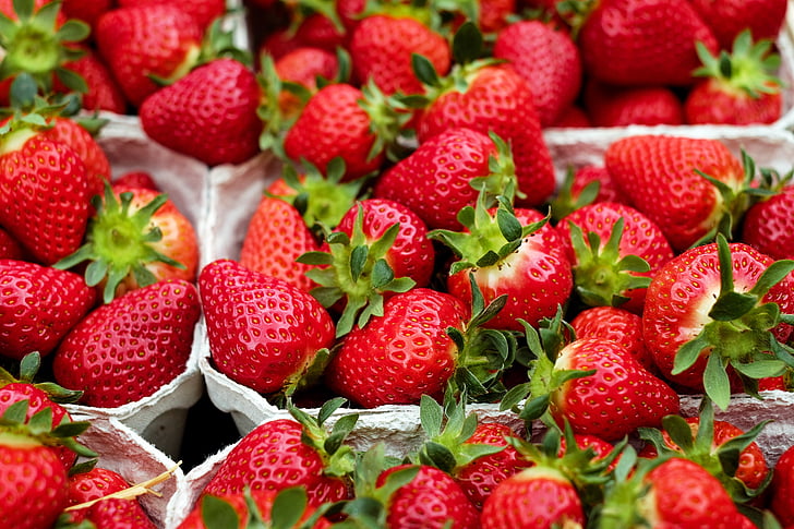 strawberries, fruit, red, sweet, fruits, market, freshness