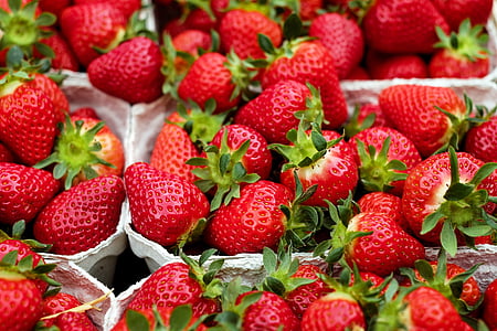 strawberries, fruit, red, sweet, fruits, market, freshness
