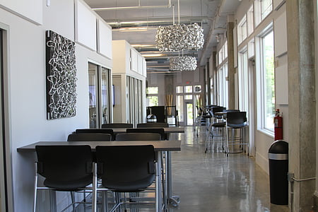 moderna, sala de conferències, interior, decoració