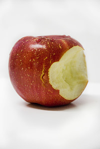 Apple, červené jablko, skus, červená, ovocie, jedlo, zdravé