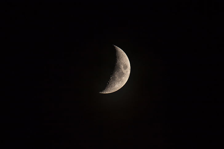 ciemne, noc, Księżyc, światło, astronomia, powierzchni Księżyca, Półksiężyc