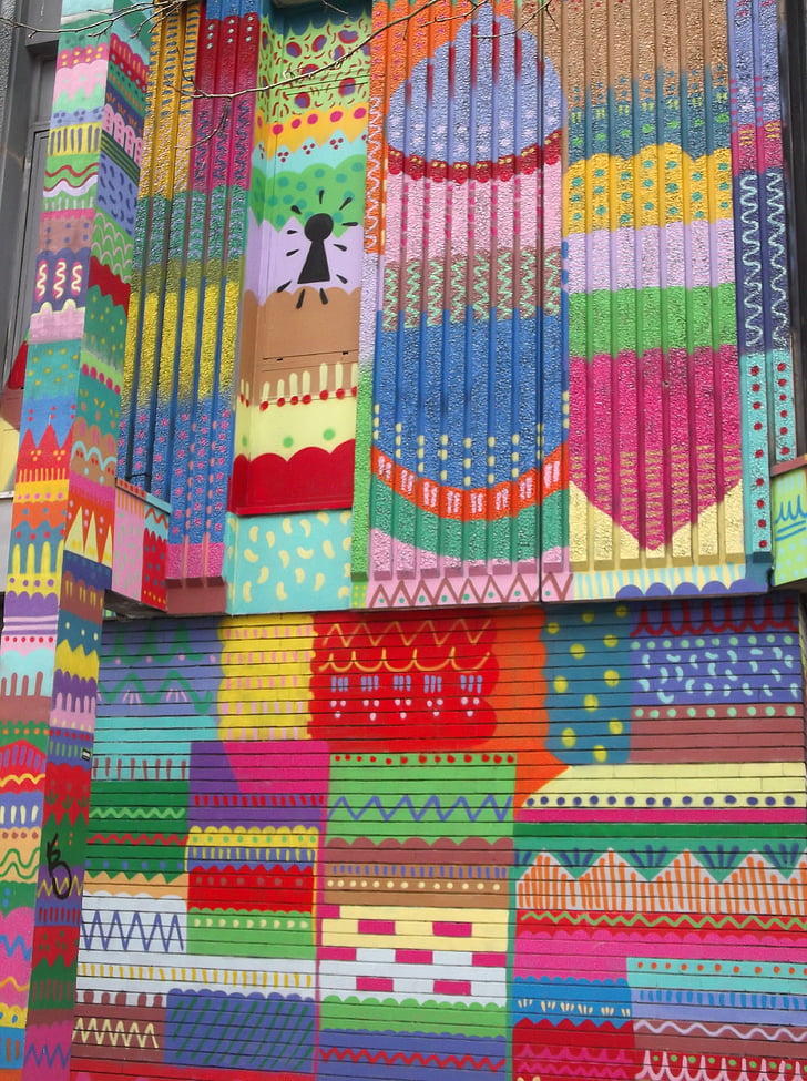seni jalanan, grafiti, warna, budaya, funky, pola, tekstil