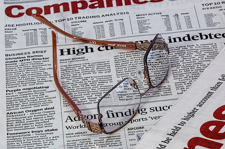 newspaper, spectacles, glasses, eye-care, vision, paper, media