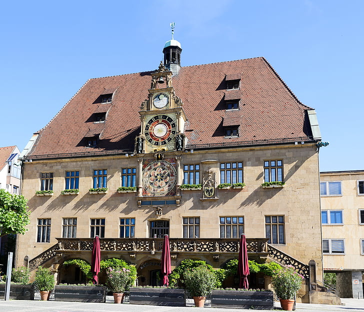 Town hall, Heilbronn, vēsturiski, pulkstenis, pulksteni seju, Astronomisko pulksteni, renesanses