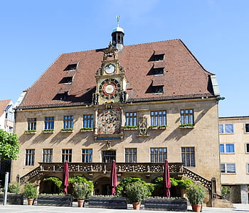 Ayuntamiento de la ciudad, Heilbronn, históricamente, reloj, cara de reloj, reloj astronómico, Renacimiento