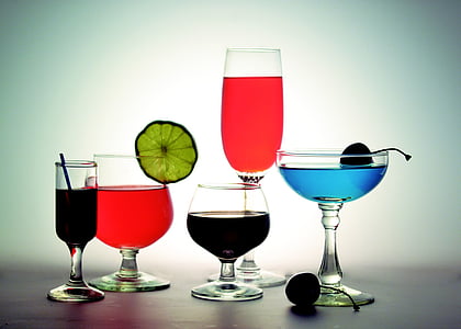 koktel, alkohol, naočale, šalice, pića, piće, bar