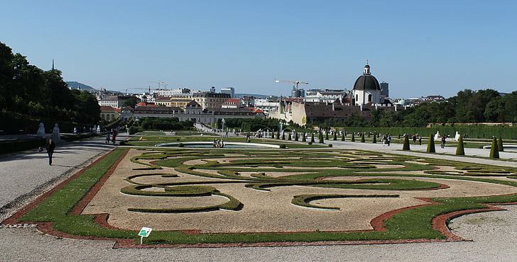 Belvedere, trädgårdar, Wien, Palace, slott, arkitektur, Park