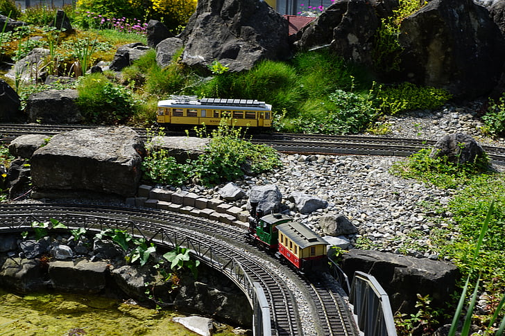 miniatur, kereta api, alam, kereta api, transportasi, tampak, Mainau