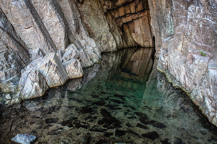 cova, l'aigua, Roca, reflexió, paisatge, natura, pedra