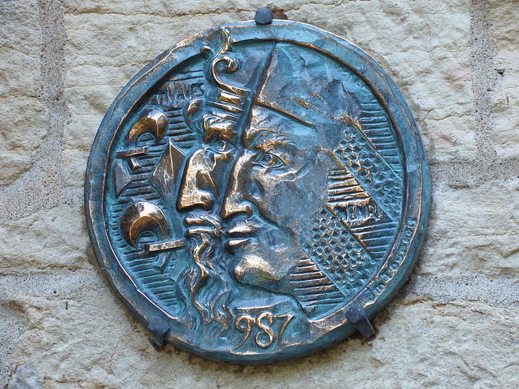 bronze, Tablet, milênio Capetian, Hugues capet, Henri de bourgogne