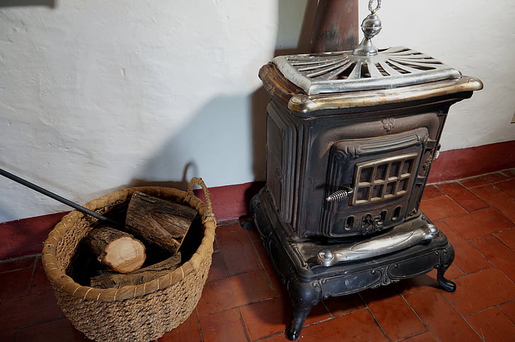 antiga, estufa, fusta